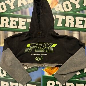 Fox Kids Black and Gray Hoodie with Neon Green Accents